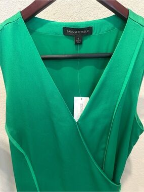 Banana Republic Vibrant Green Sleeveless Wrap-Style Dress